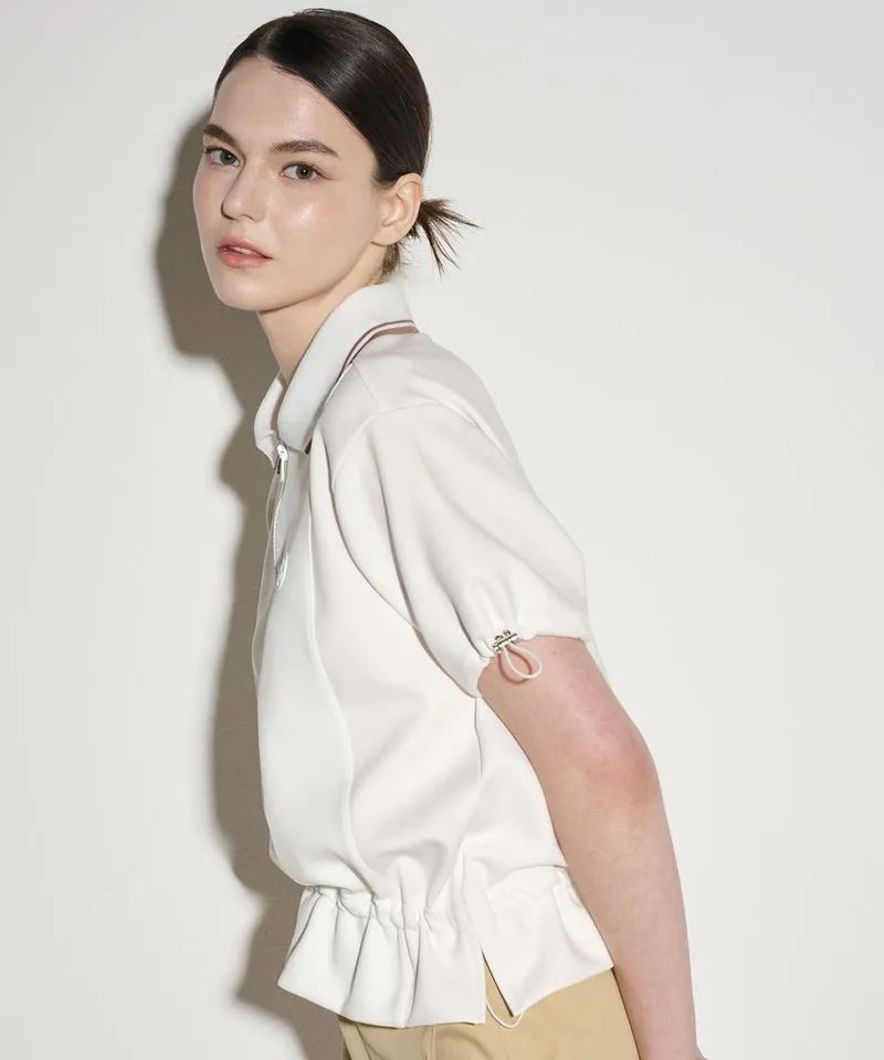 POSHERD String Frill Pique Top - Off-White