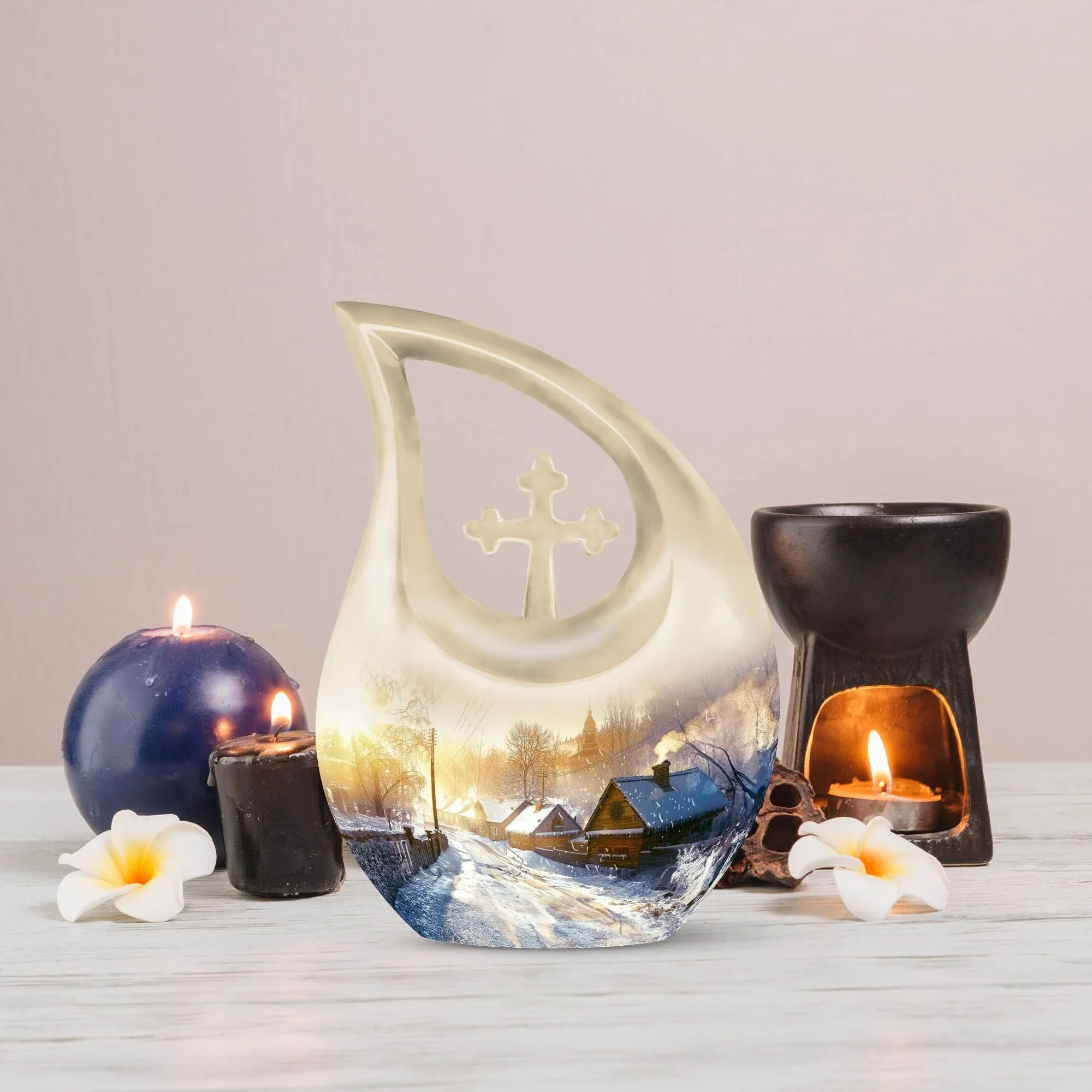 Pristine Snowflakes Pet Memorial Aluminium Urn