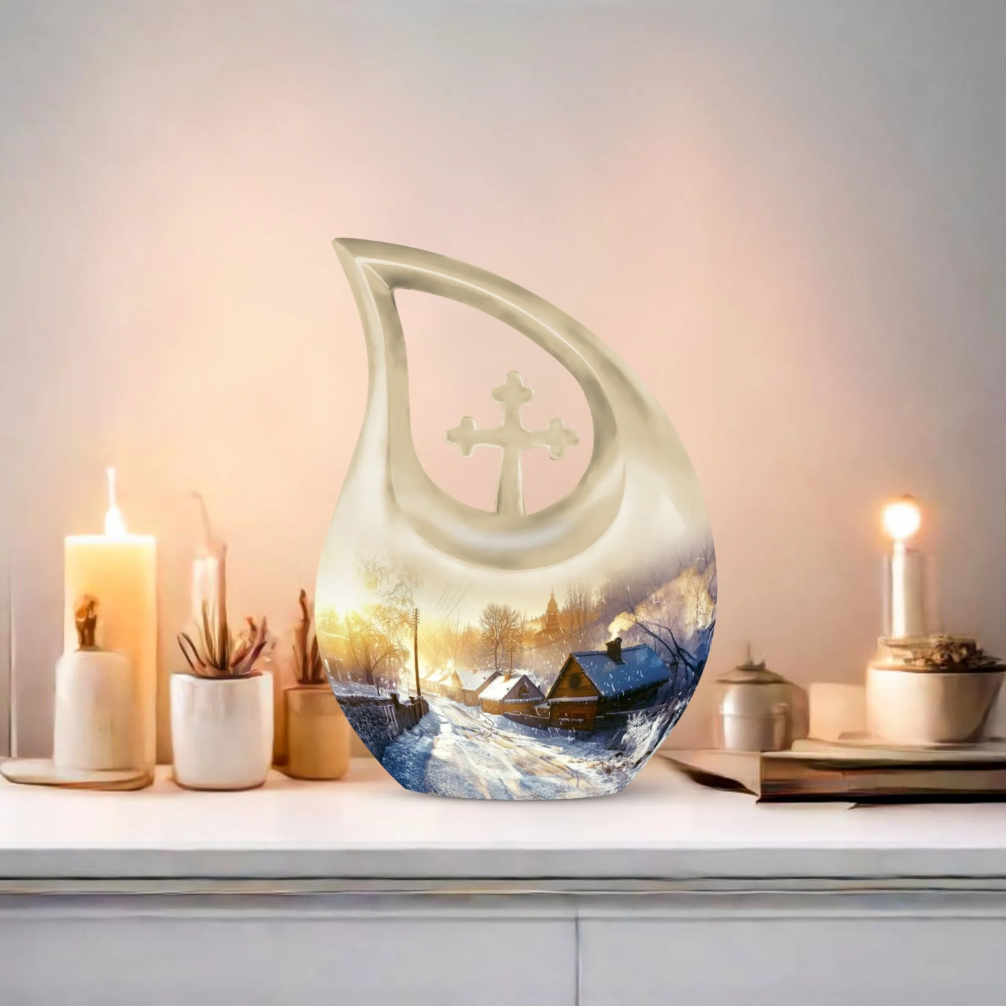 Pristine Snowflakes Pet Memorial Aluminium Urn
