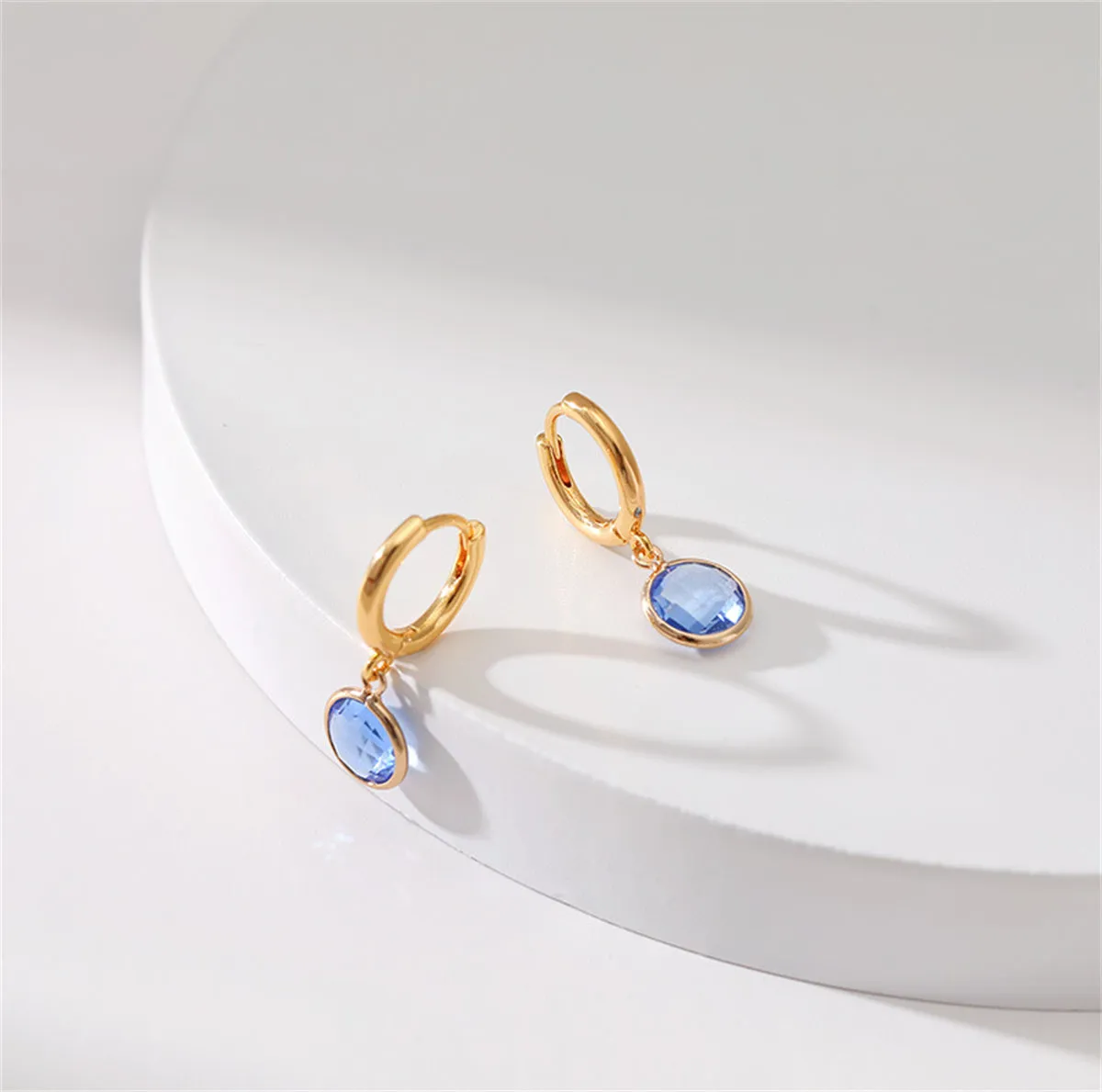 Purple Crystal & 18K Gold-Plated Round Huggie Earrings