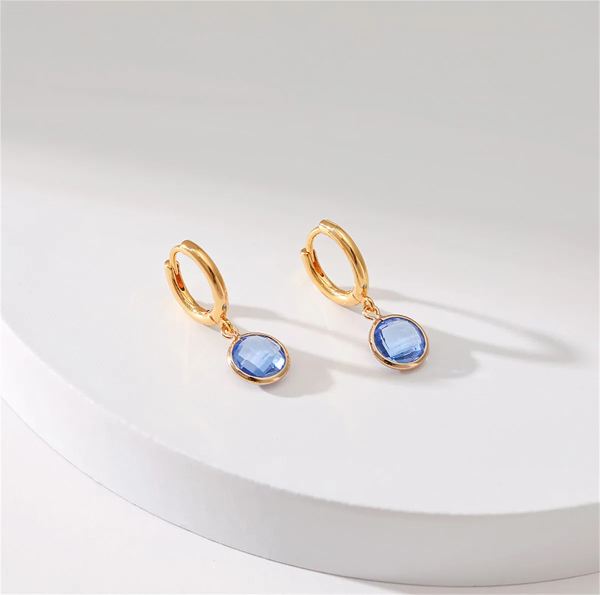 Purple Crystal & 18K Gold-Plated Round Huggie Earrings