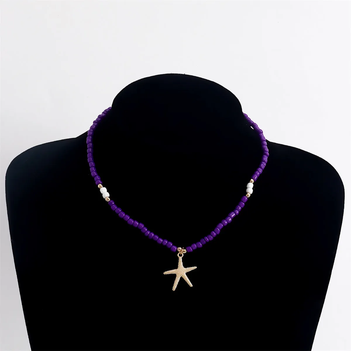 Purple Howlite & 18K Gold-Plated Beaded Starfish Pendant Necklace