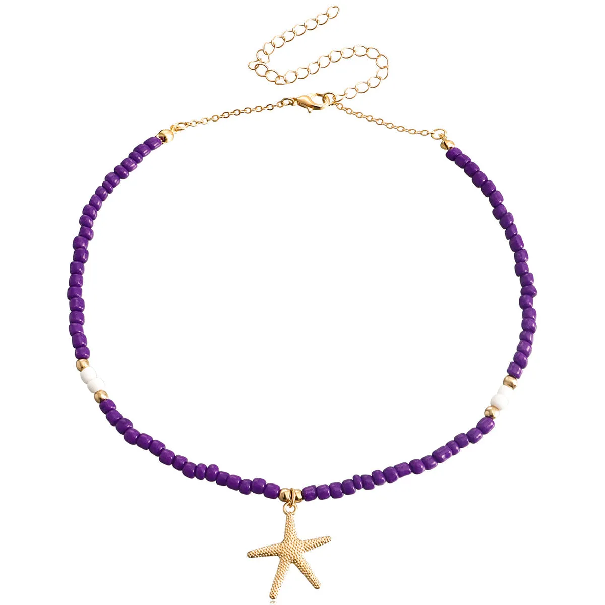Purple Howlite & 18K Gold-Plated Beaded Starfish Pendant Necklace
