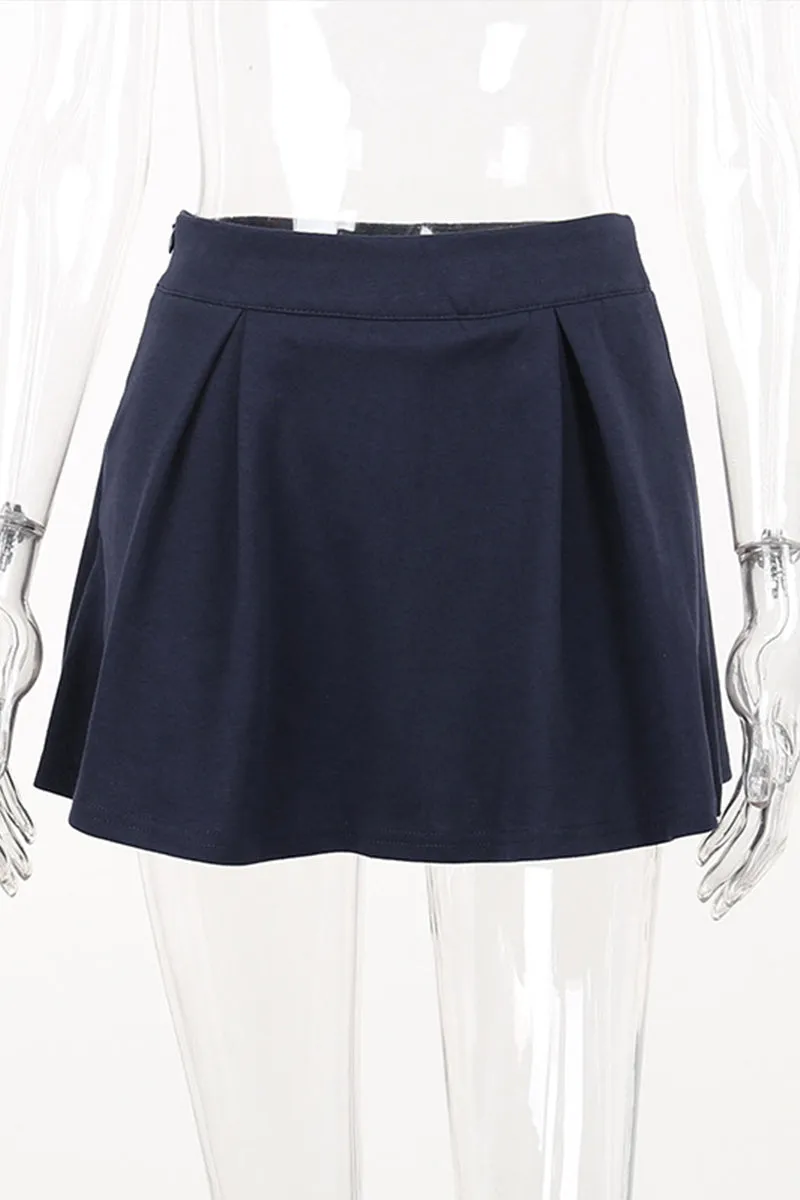 QR3173 Pleated Mini Skirt