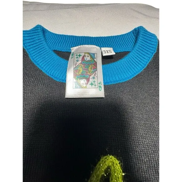 Queen Of Sparkles Women's Size 3XS Edge Rainbow Black‎ Multicolor Sweater #U11-1