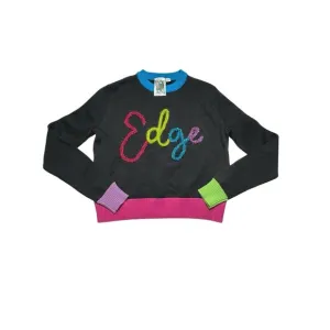 Queen Of Sparkles Women's Size 3XS Edge Rainbow Black‎ Multicolor Sweater #U11-1