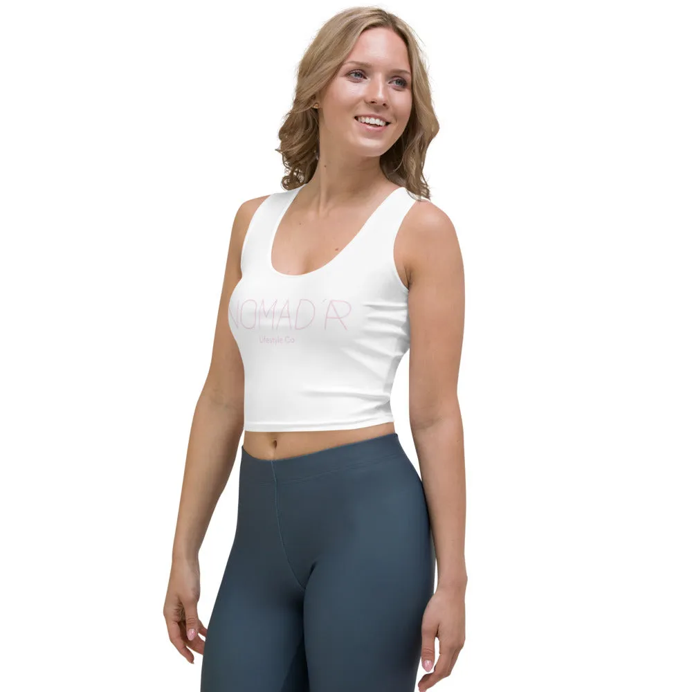 "NOMAD'R- WHITE/PINK" Crop Tank