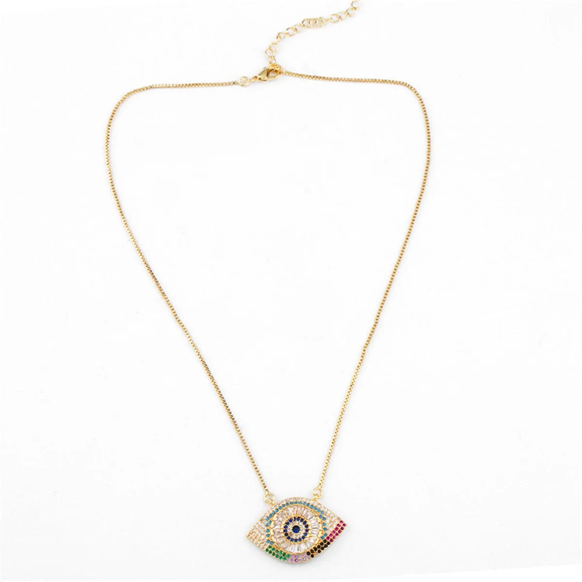 Rainbow Cubic Zirconia & Crystal 18K Gold-Plated Evil Eye Pendant Necklace