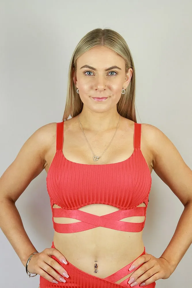 Rarr Crystal Strappy Bra – Black