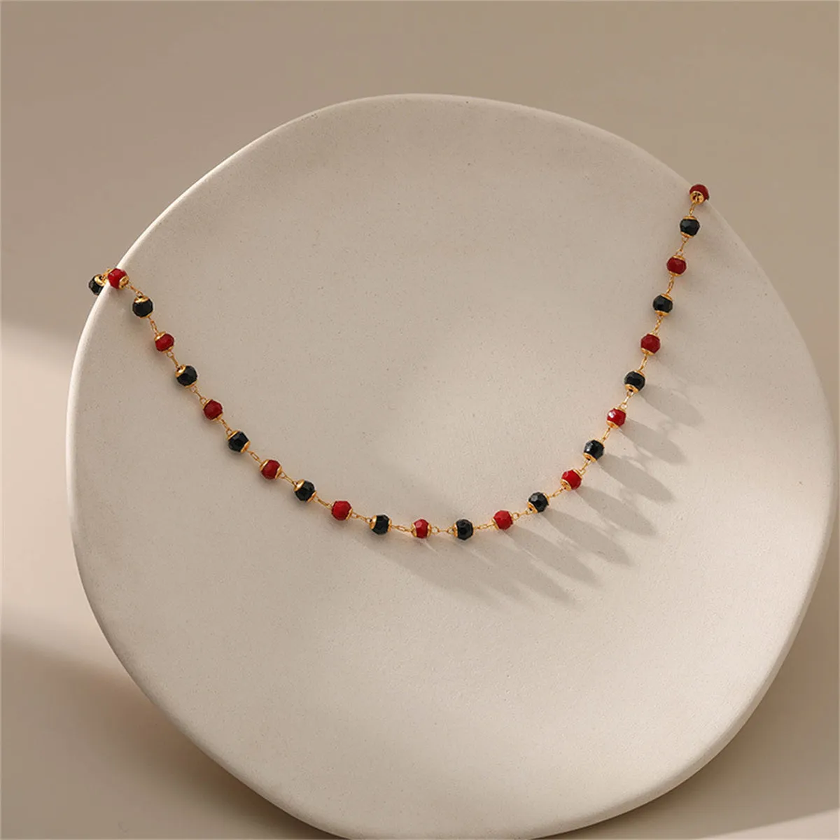 Red Acrylic & 18K Gold-Plated Bead Necklace
