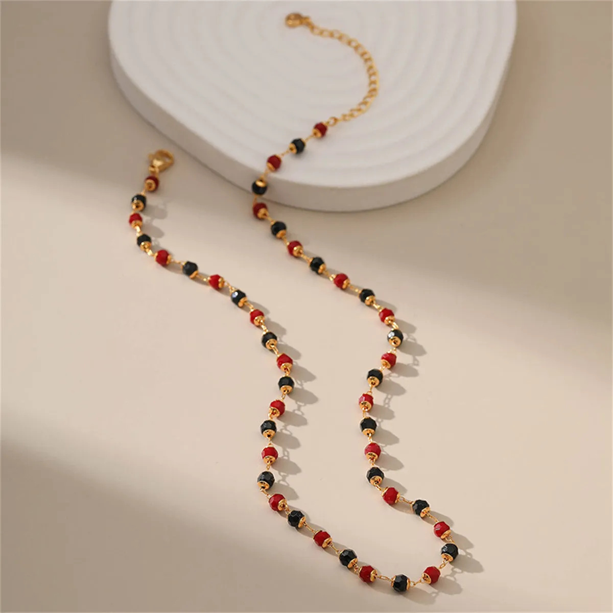 Red Acrylic & 18K Gold-Plated Bead Necklace