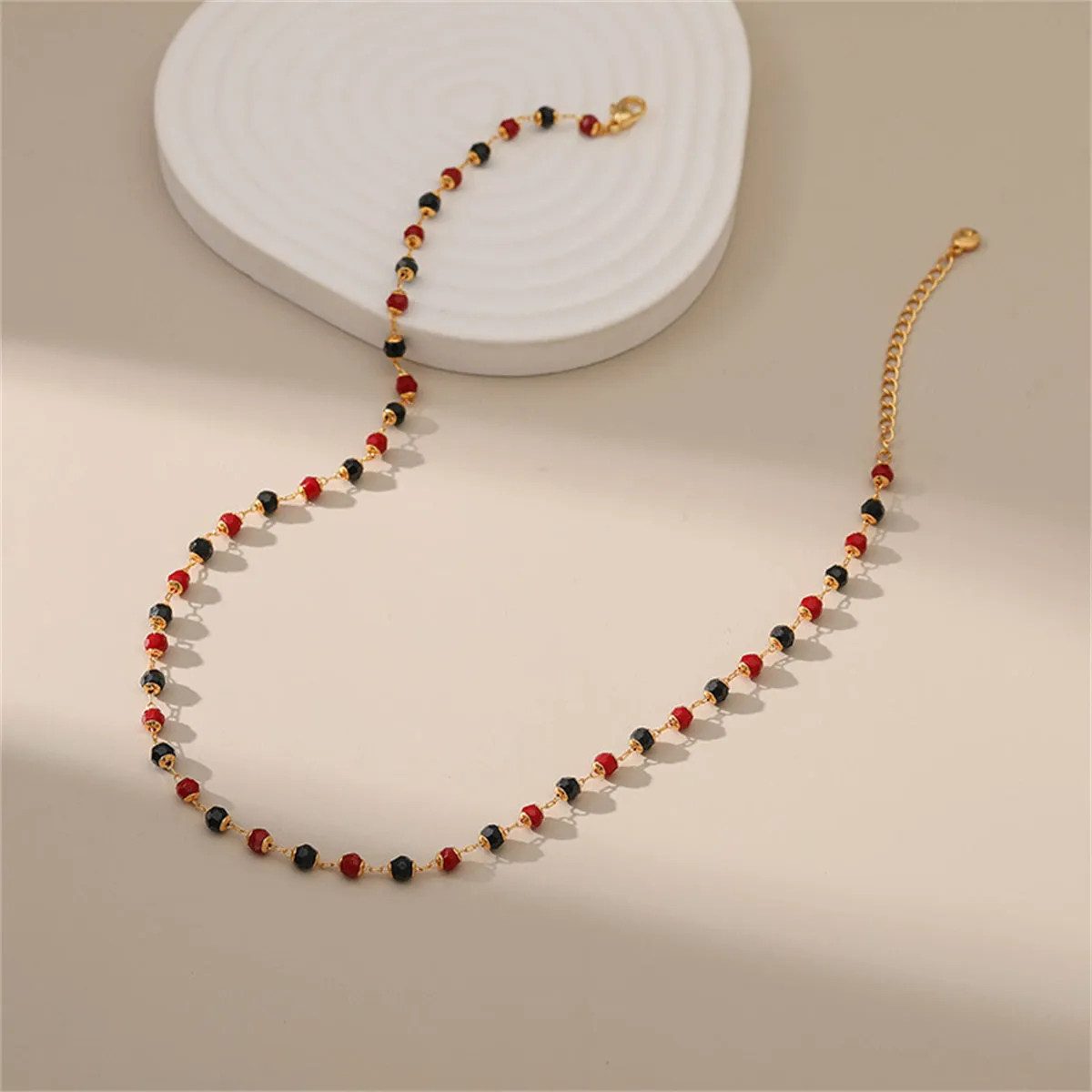 Red Acrylic & 18K Gold-Plated Bead Necklace