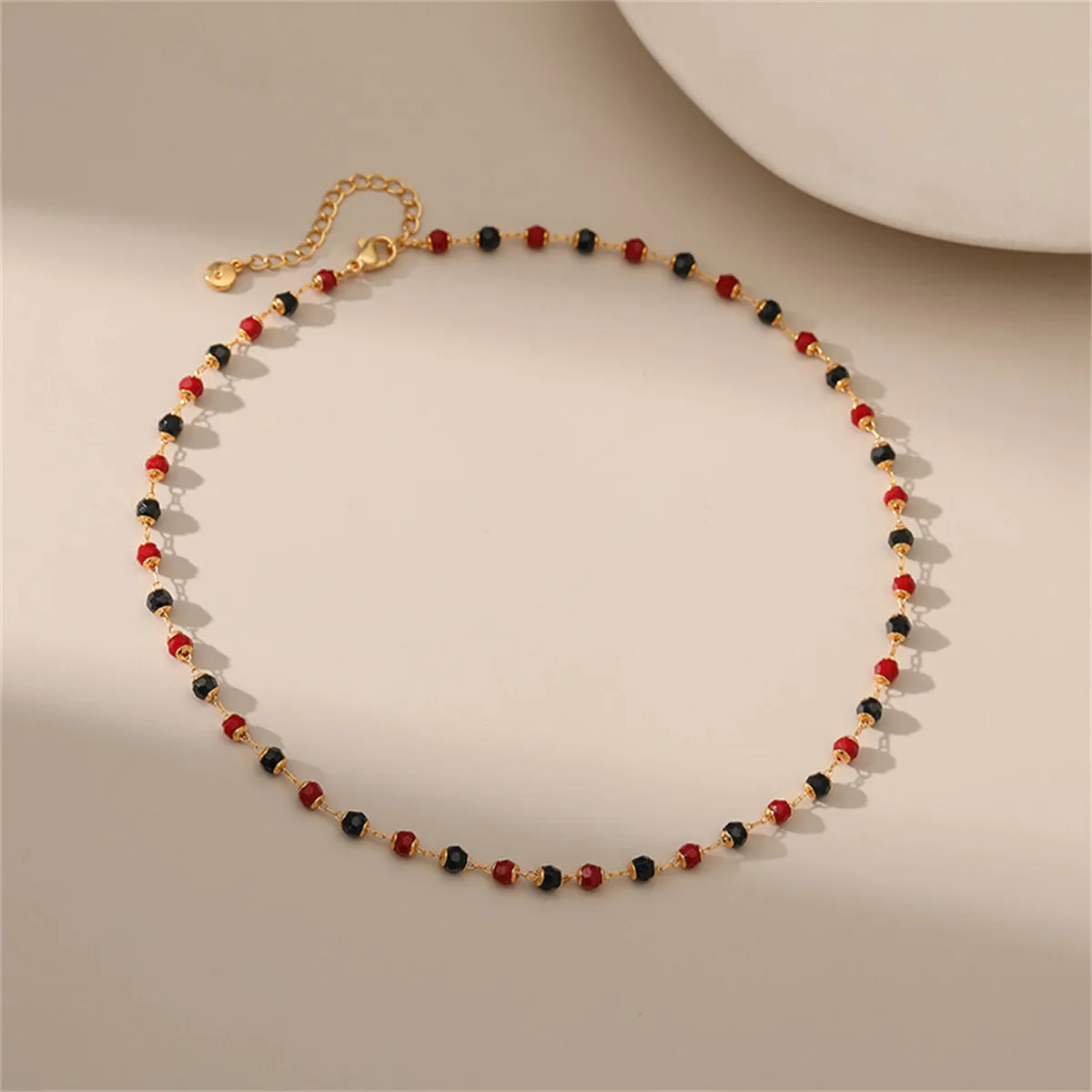 Red Acrylic & 18K Gold-Plated Bead Necklace