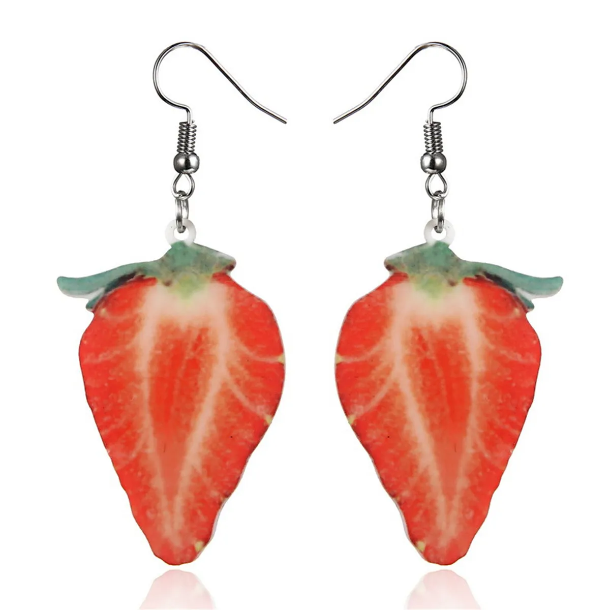 Red Acrylic & Silver-Plated Strawberry Drop Earrings