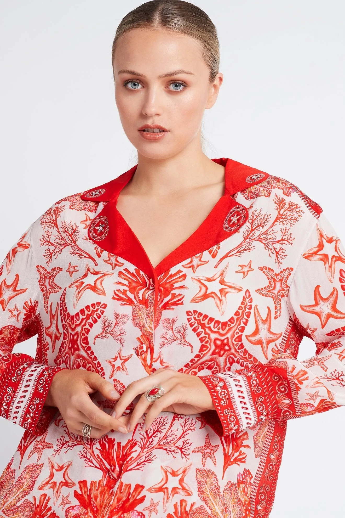 RED CORAL LOUNGE SHIRT