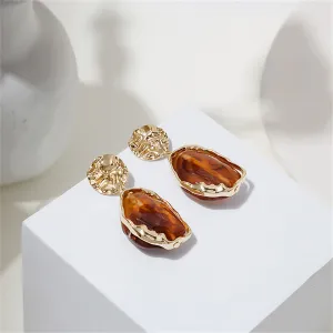 Red Resin & 18K Gold-Plated Textured Geometric Drop Earrings
