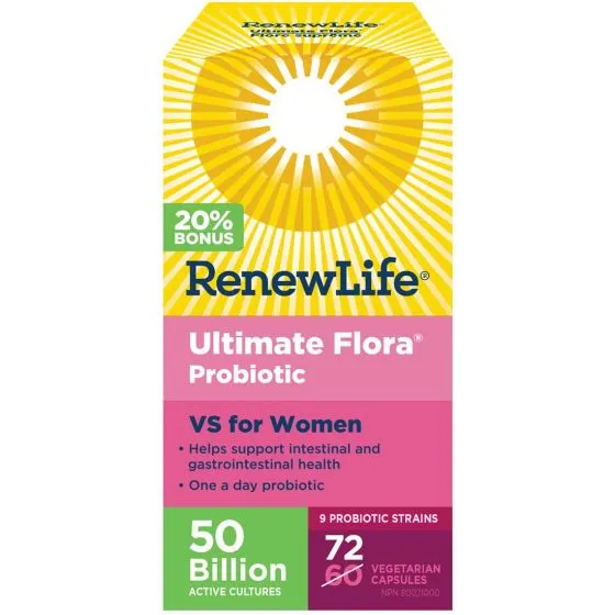 Renew Life Women's Extra Care Probiotic 50 Billion BONUS SIZE - Shelf Stable (72 VCaps)