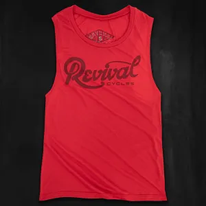 Revival Women's Script Muscle Tank - Red