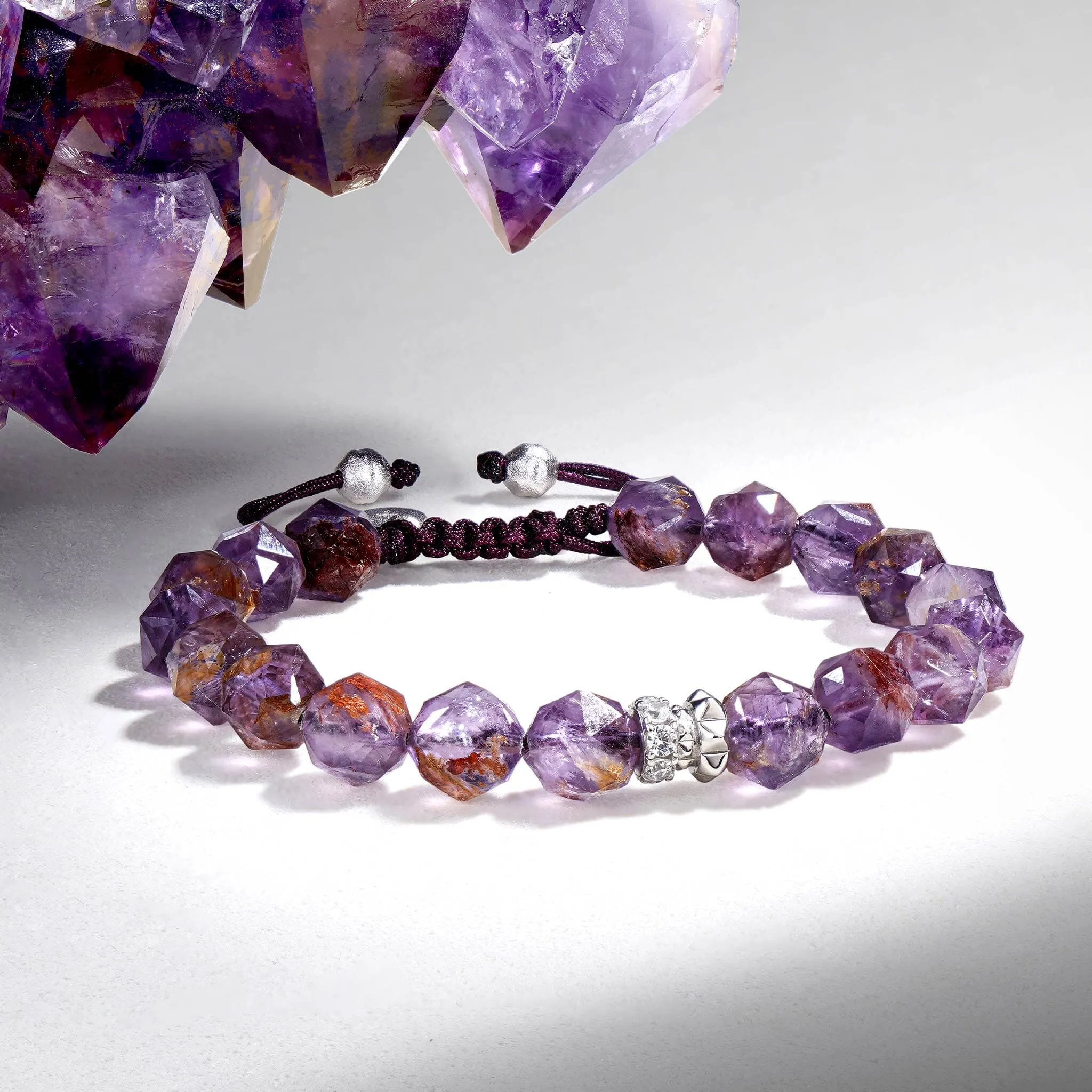 Rosa Roxburghii Phantom Quartz Macrame Bracelet