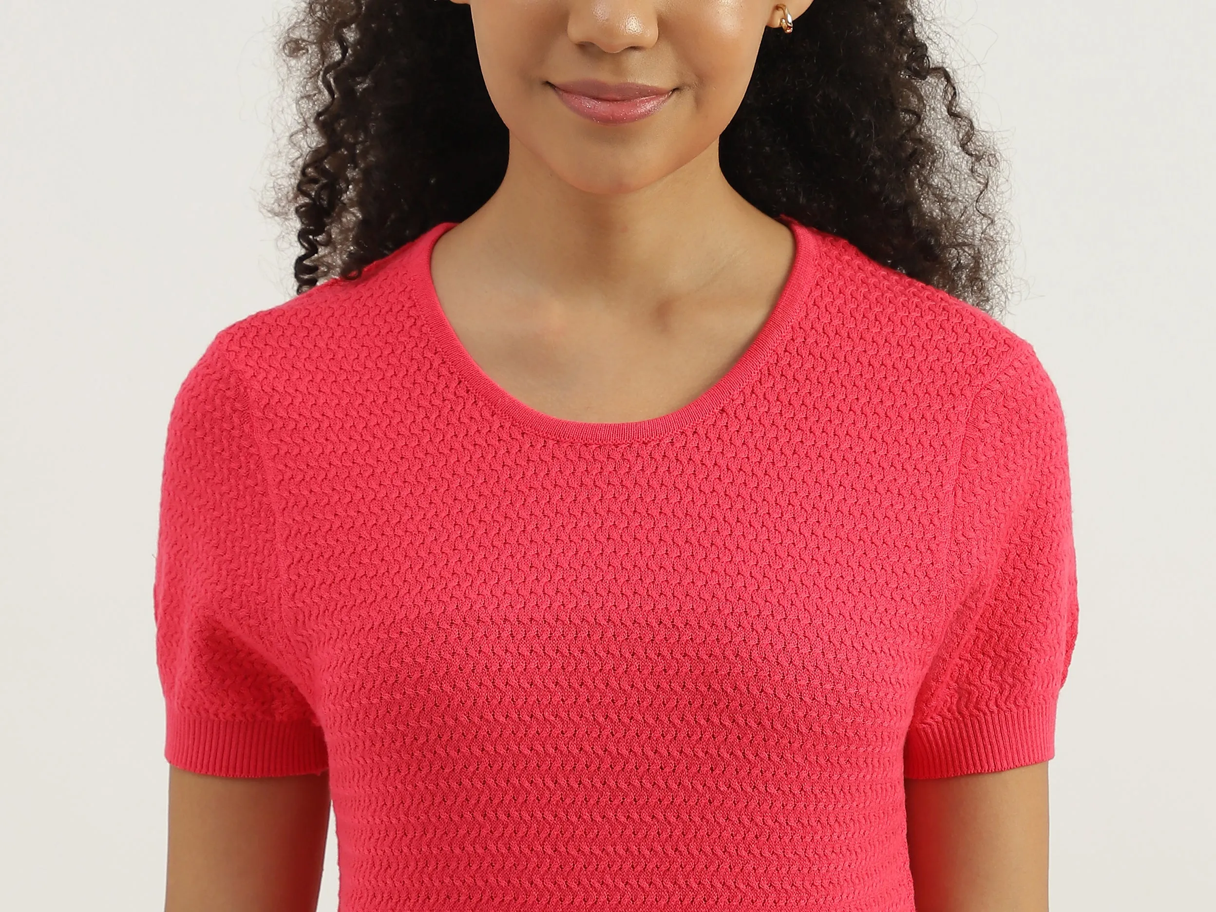 Round Neck Textured Top