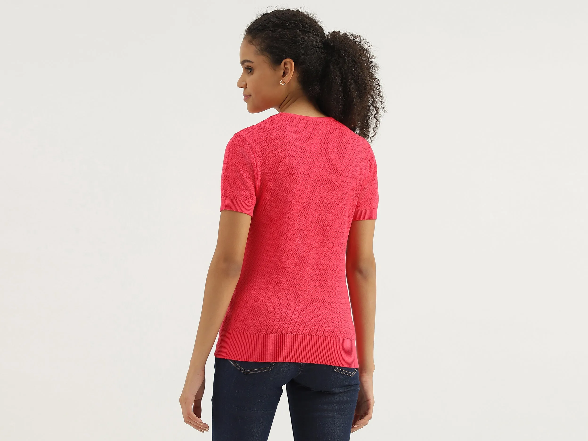 Round Neck Textured Top