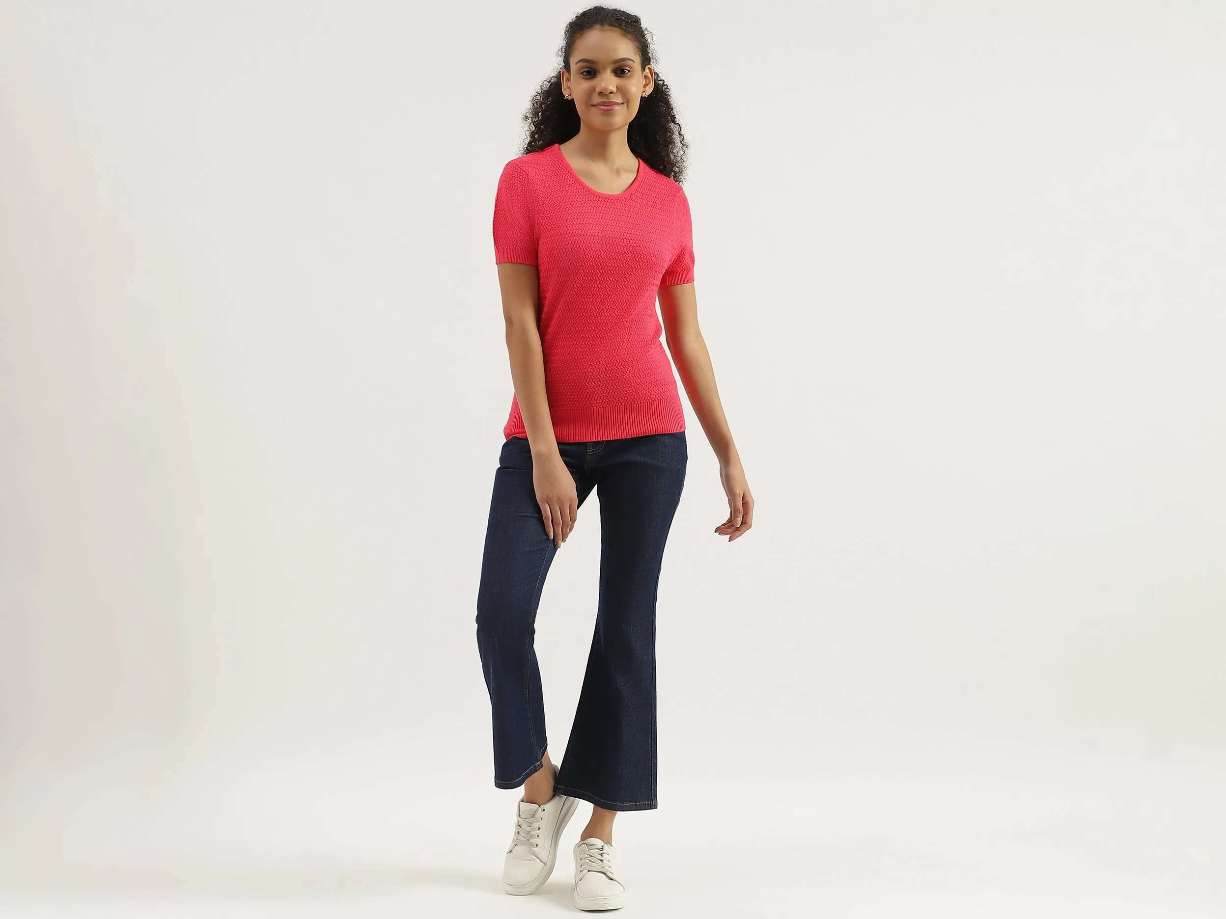 Round Neck Textured Top