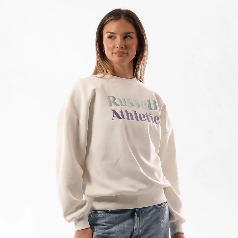 Russell Athletic Womens Two Tone Serif Crew