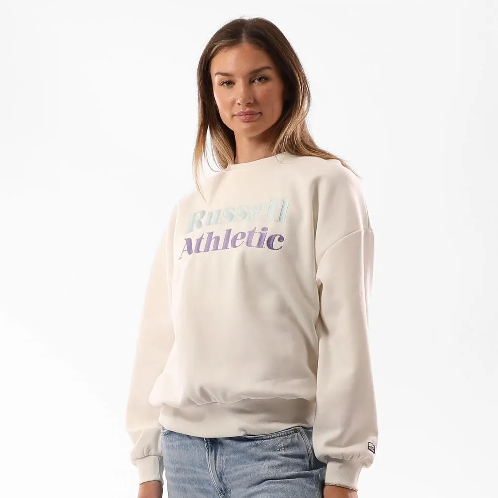 Russell Athletic Womens Two Tone Serif Crew