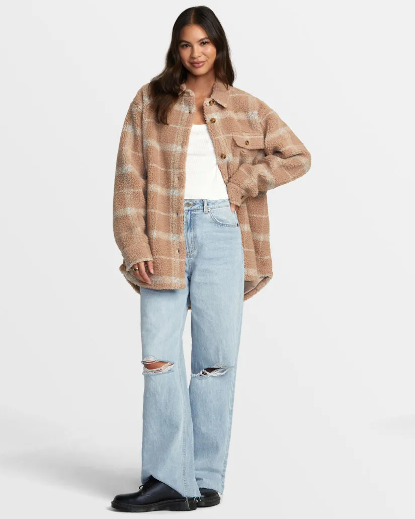 RVCA Womens Birdie Shacket Flannel Jacket