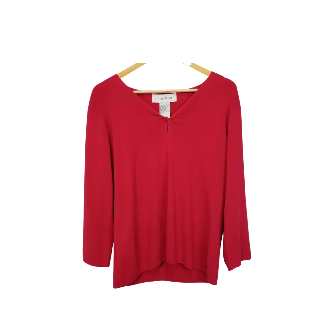 Sag Harbor Red Keyhole Blouse