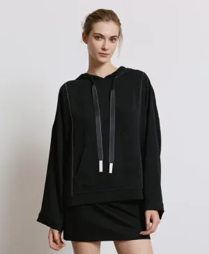 SALE Hooded Blouse with Decorative Seams
