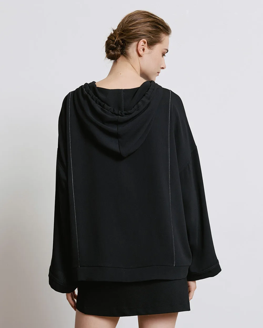 SALE Hooded Blouse with Decorative Seams