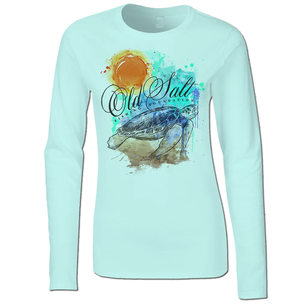 Salty Turtle - Ladies Performance Fishing Tee - Long Sleeve