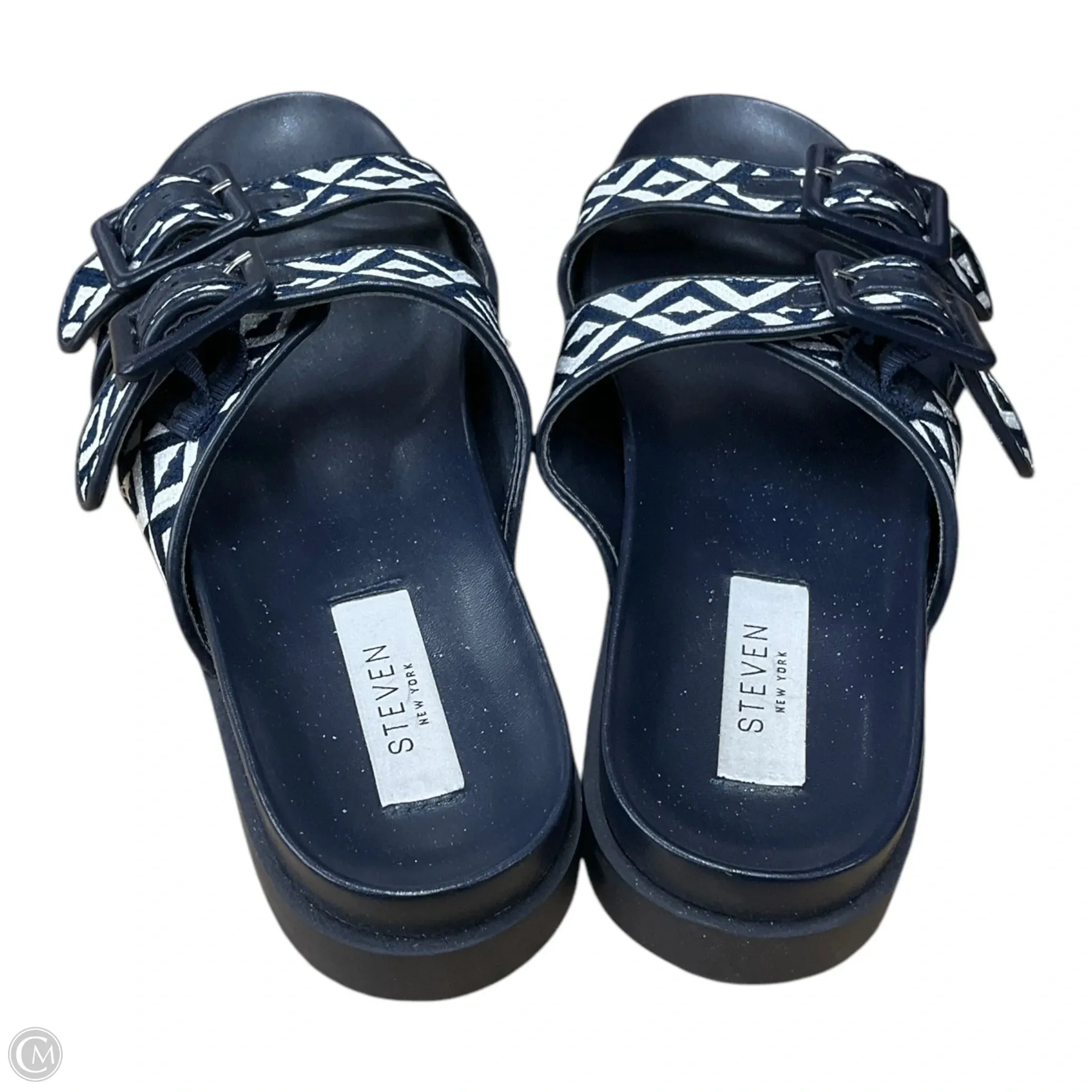 Sandals Flats By Clothes Mentor In Black & White, Size: 7