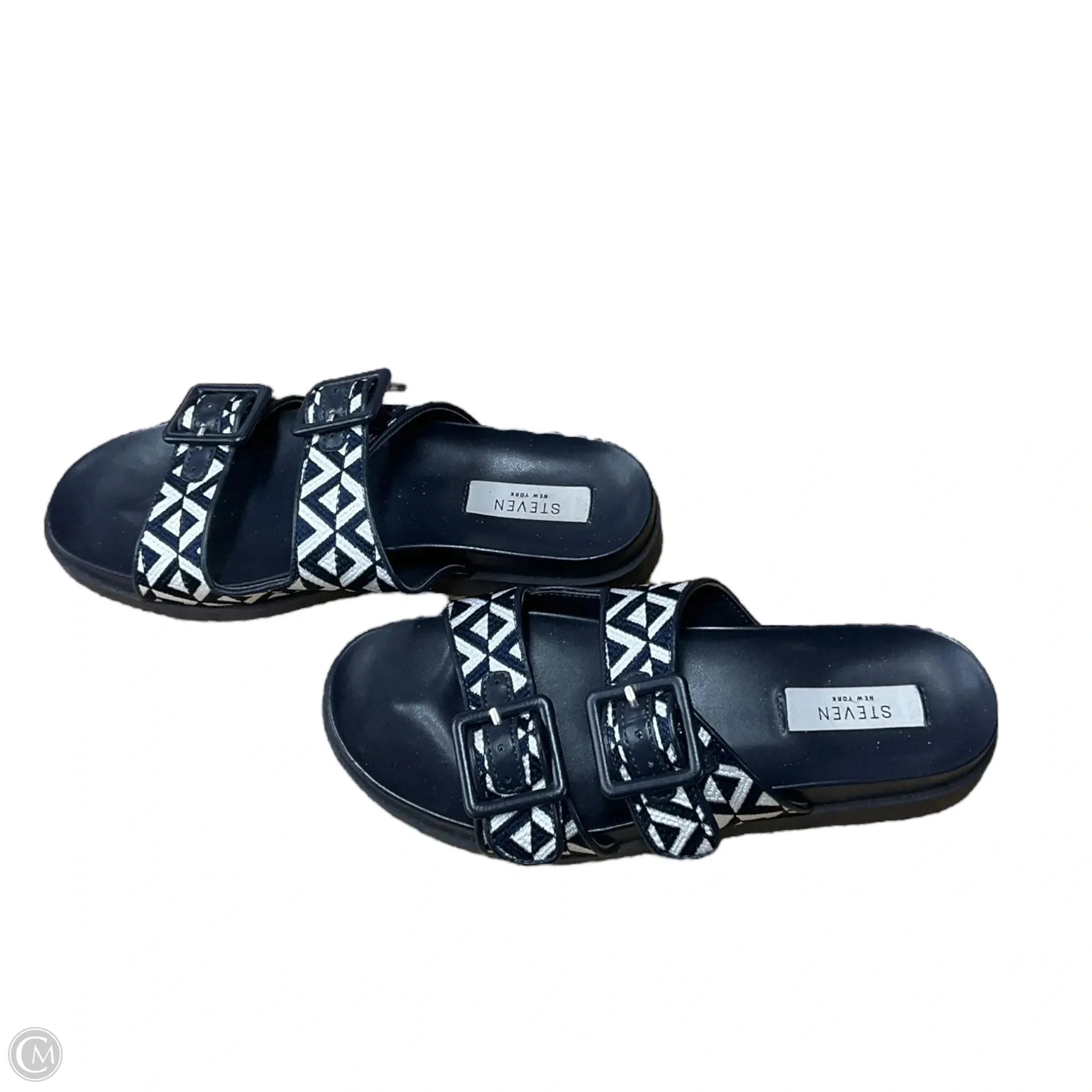Sandals Flats By Clothes Mentor In Black & White, Size: 7