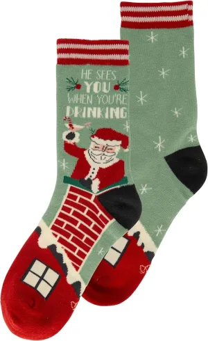 'Santa' Crew Socks - Women's