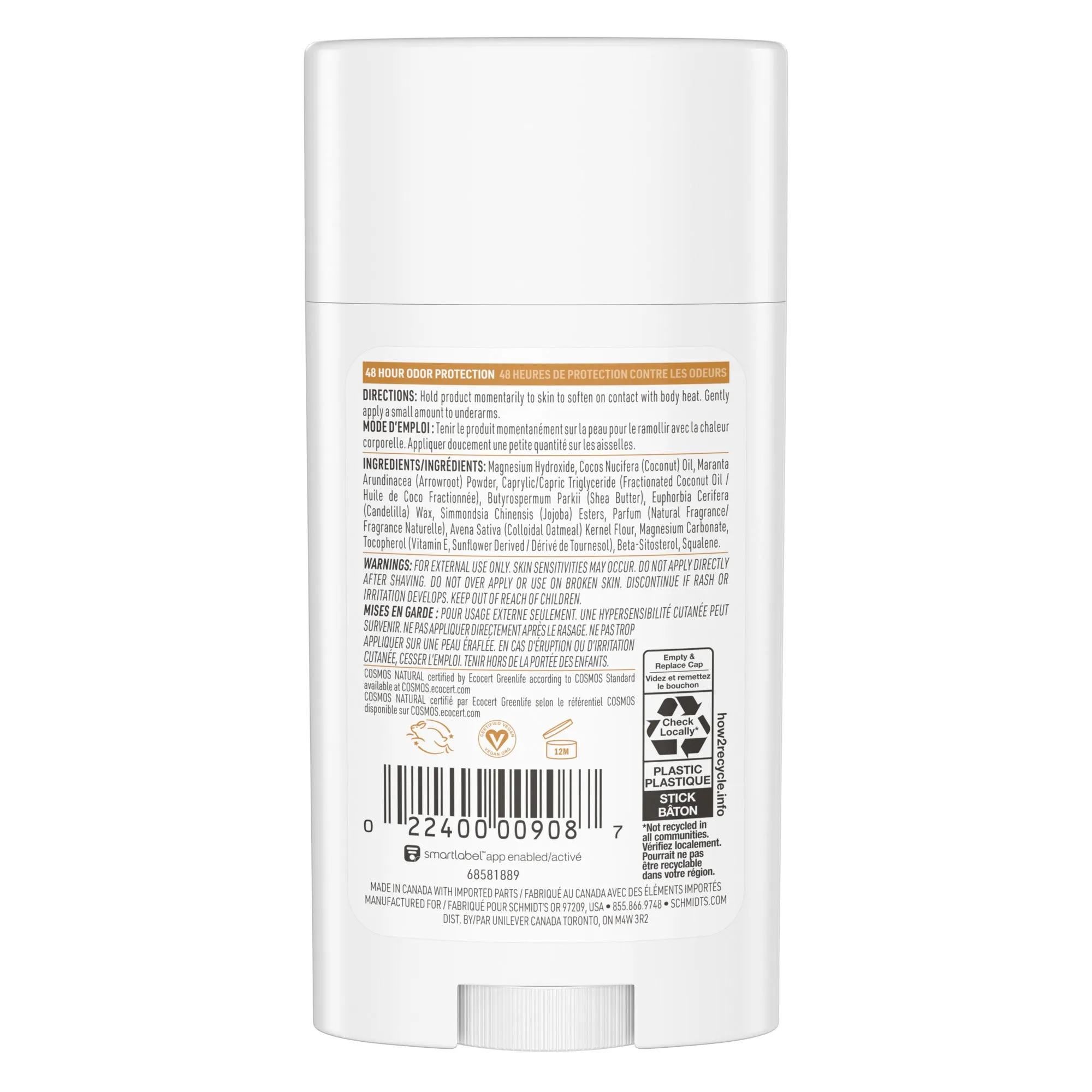 Schmidt's Oat Milk & Vanilla 48h Natural Deodorant 75g
