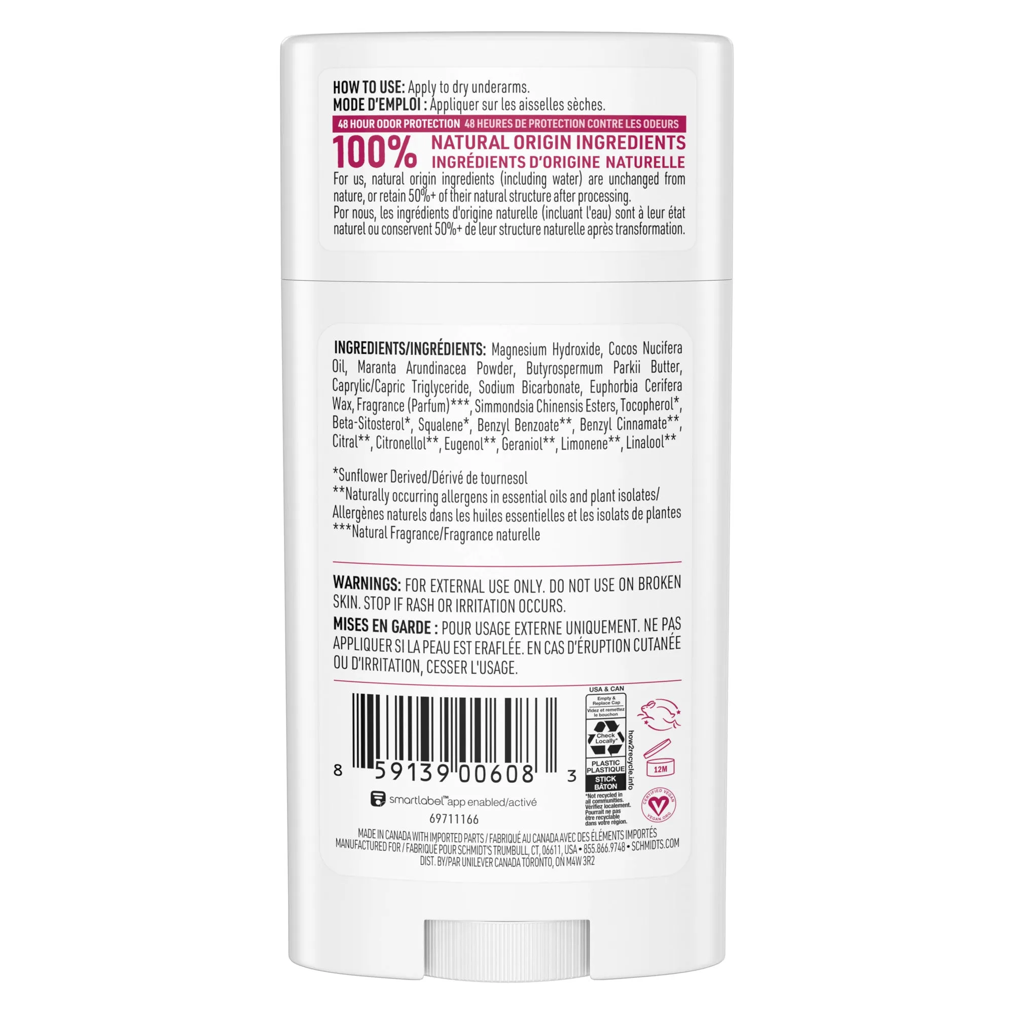 Schmidt's Rose and Vanilla Natural Deodorant 75g