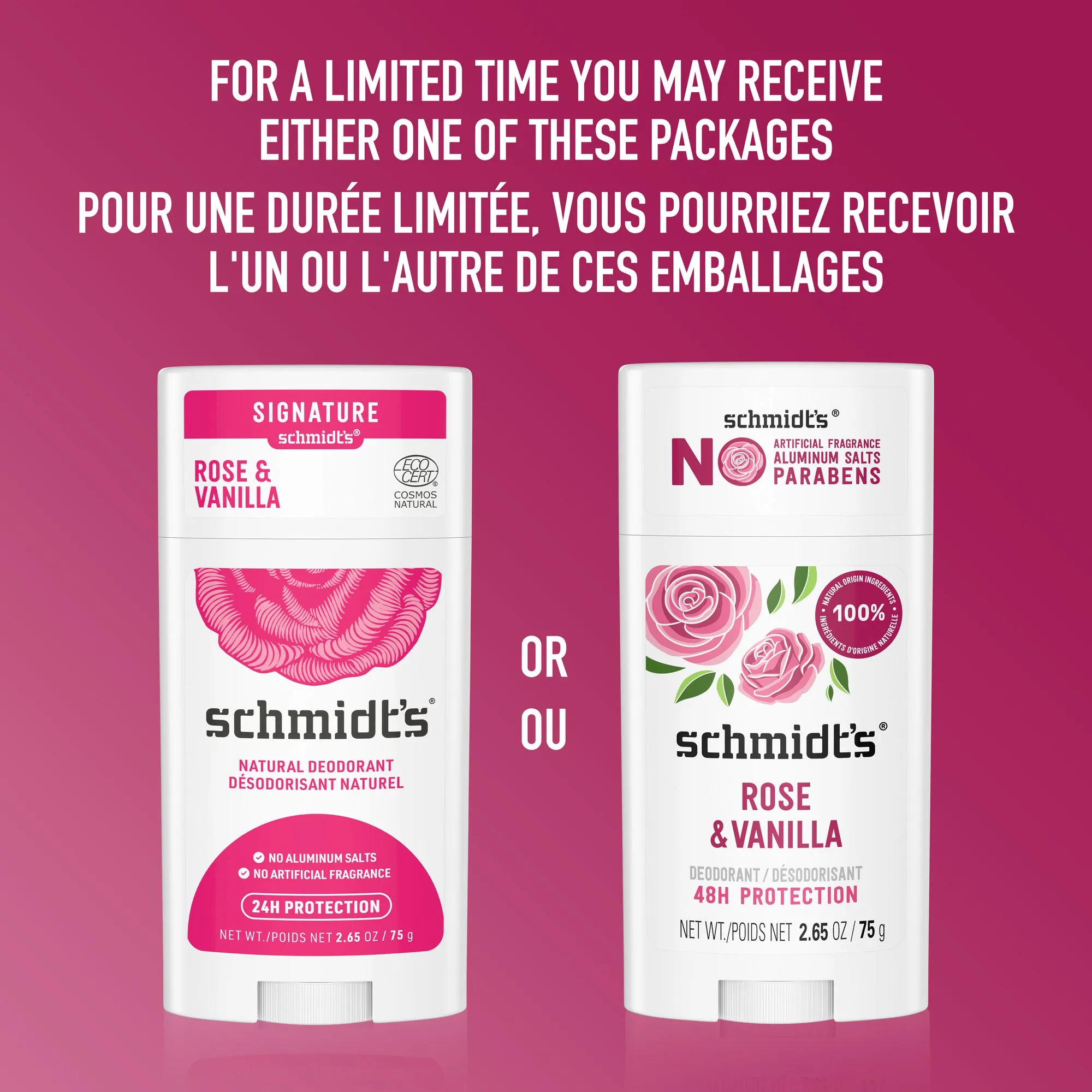 Schmidt's Rose and Vanilla Natural Deodorant 75g