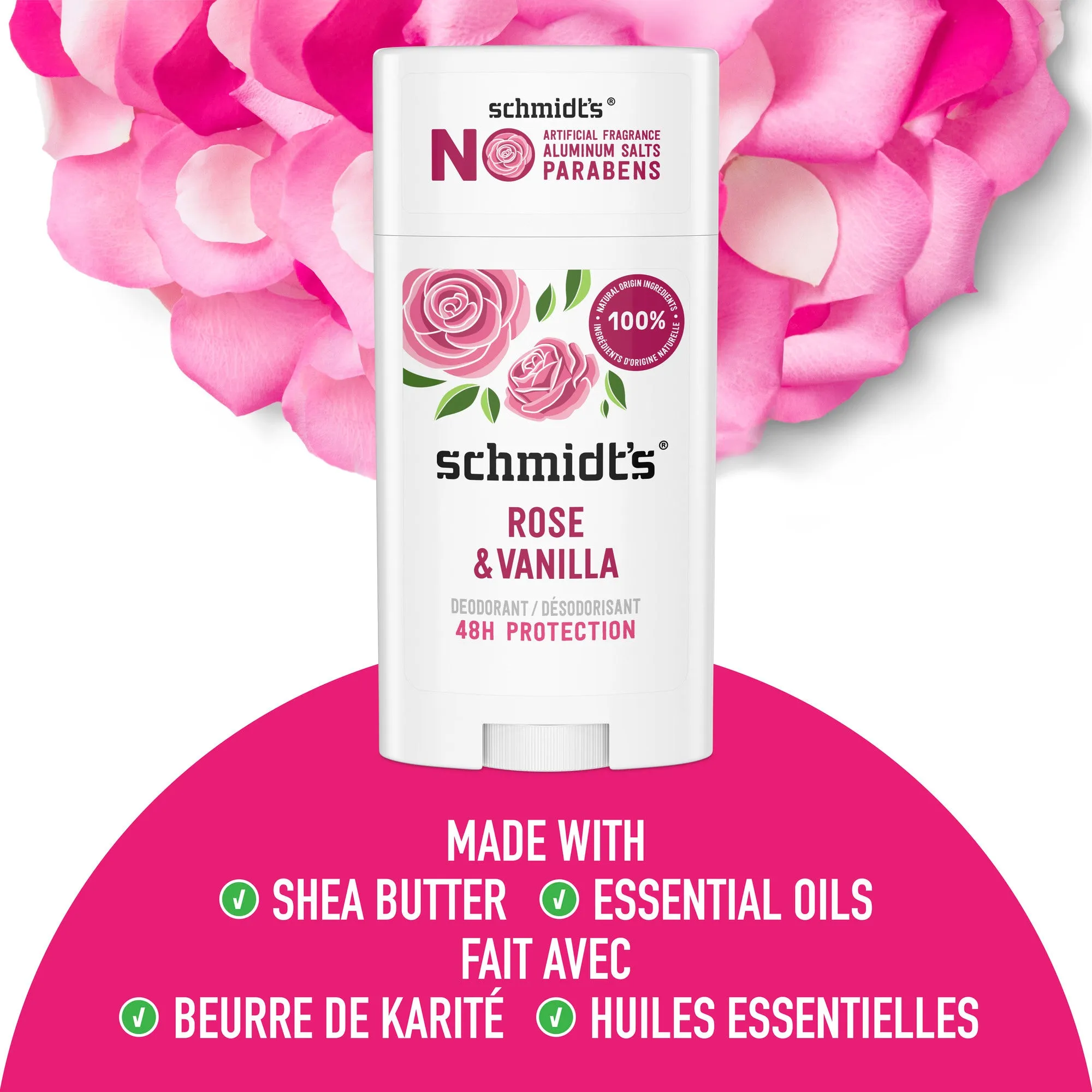 Schmidt's Rose and Vanilla Natural Deodorant 75g