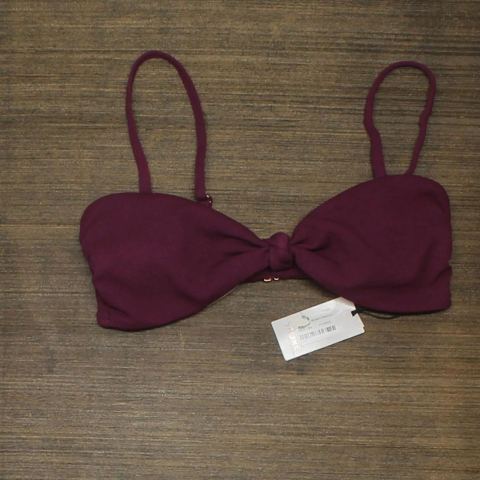 Shade & Shore Women's Knot-Front Crepe Textured Bikini Top