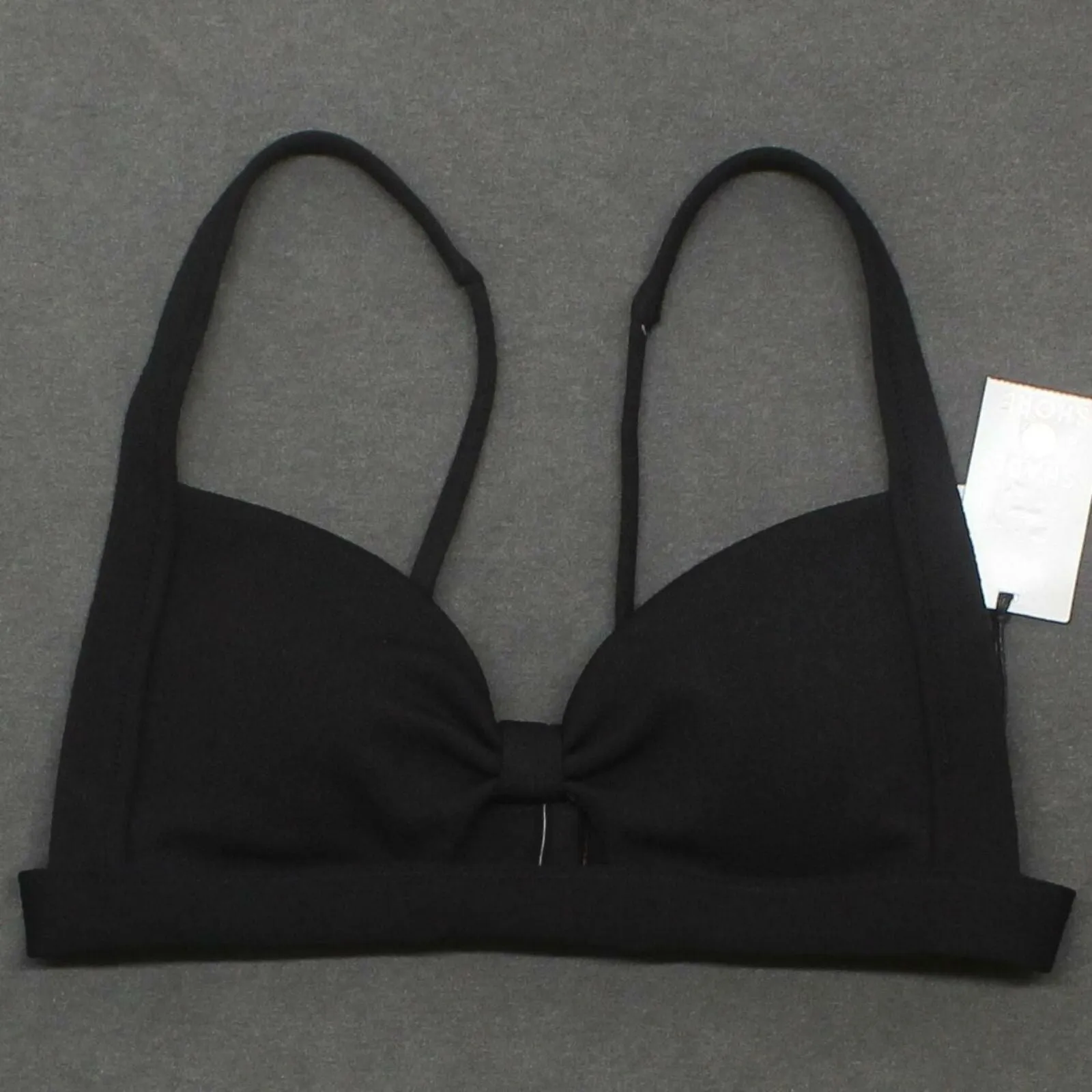 Shade & Shore Women's Knot-Front Crepe Textured Bralette Bikini Top
