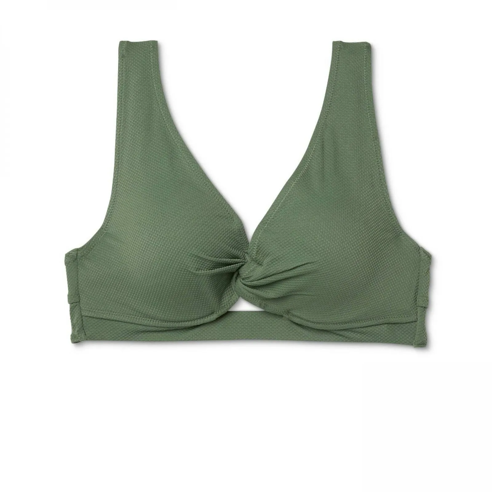 Shade & Shore Women's Light Lift Twist Front Long Textured Bikini Top