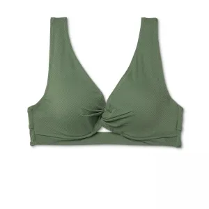 Shade & Shore Women's Light Lift Twist Front Long Textured Bikini Top