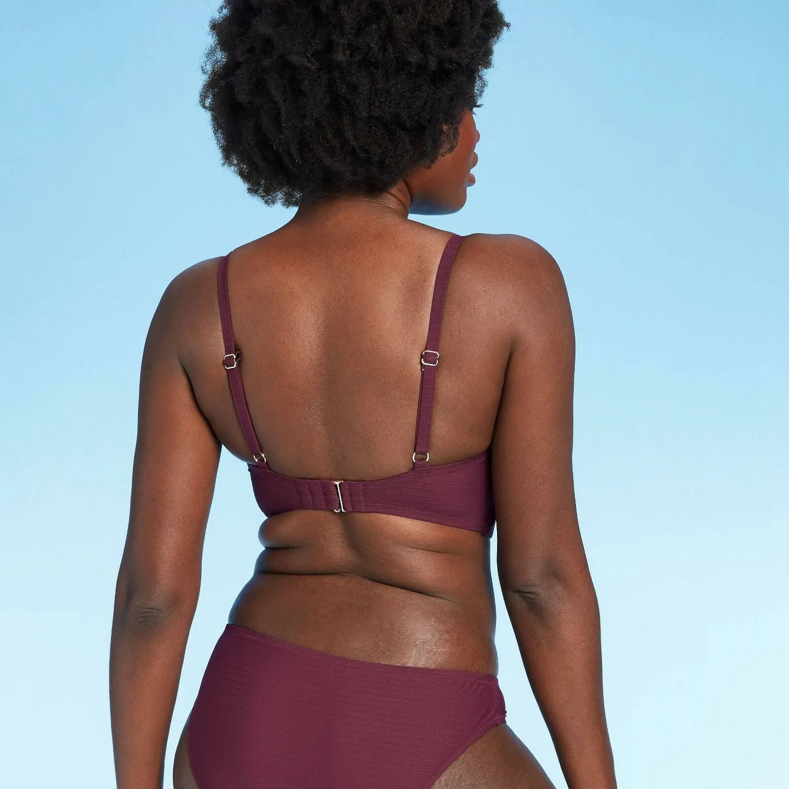 Shade & Shore Women's Light Lined Double Tie Front Ribbed Bikini Top