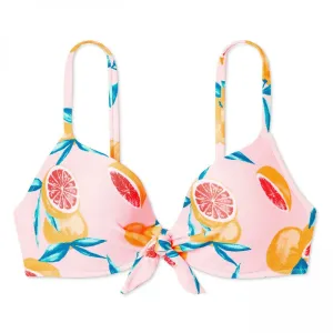 Shade & Shore Women's Lightly Lined Front Tie Textured Bikini Top