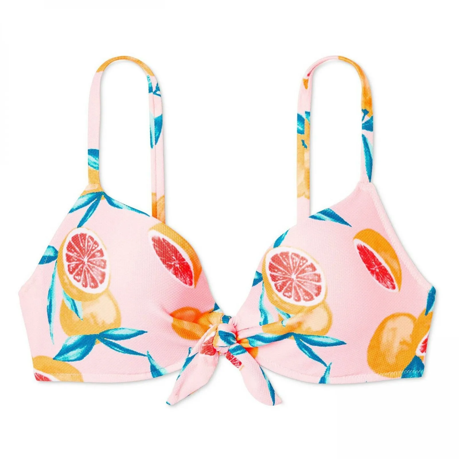 Shade & Shore Women's Lightly Lined Front Tie Textured Bikini Top