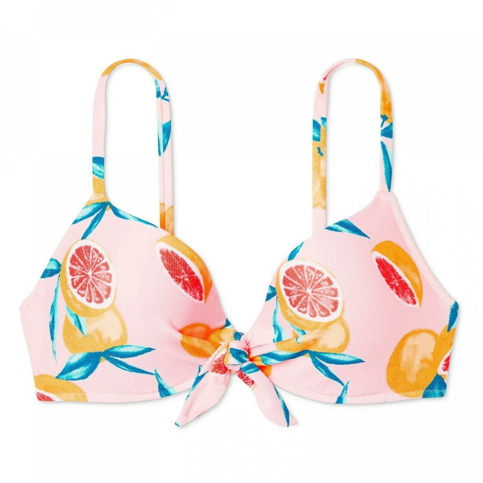 Shade & Shore Women's Lightly Lined Front Tie Textured Bikini Top