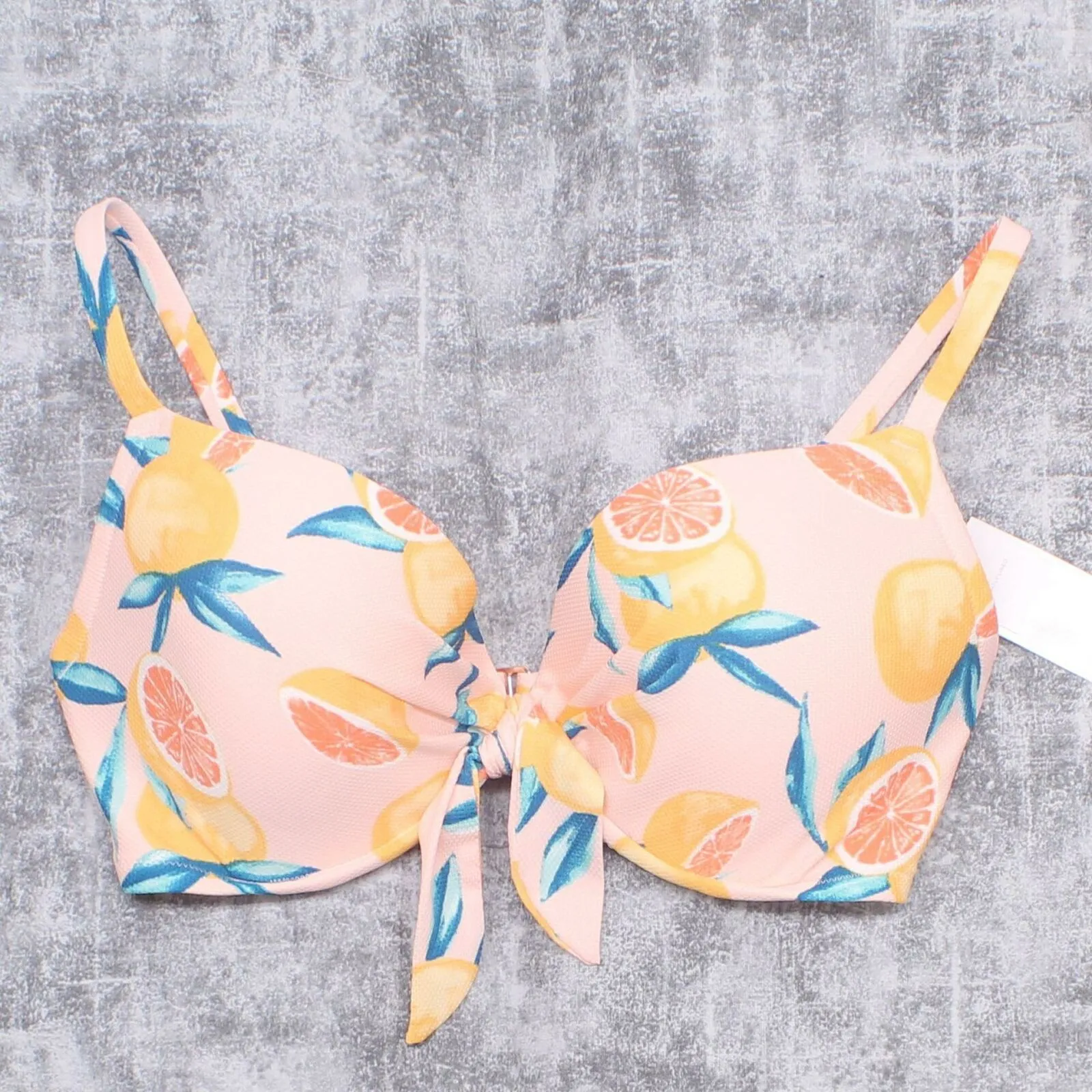 Shade & Shore Women's Lightly Lined Front Tie Textured Bikini Top
