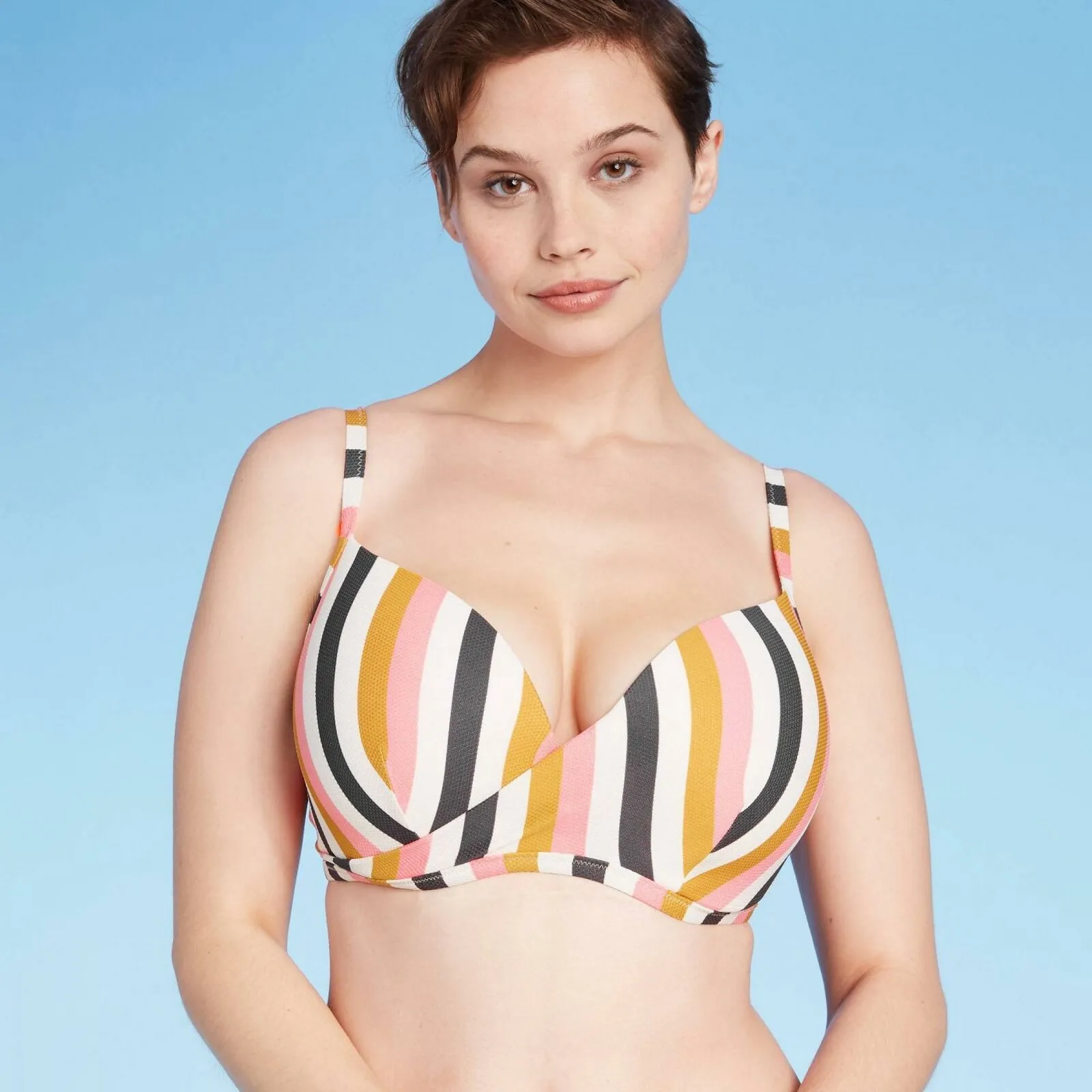 Shade & Shore Women's Lightly Lined Pique Textured Front Wrap Bikini Top